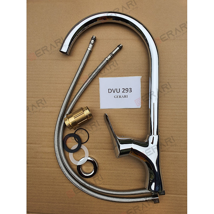 Vòi chậu rửa bát (Vòi đồng mạ crom bóng cao cấp, hai đường nước nóng lạnh thương hiệu GERARI)