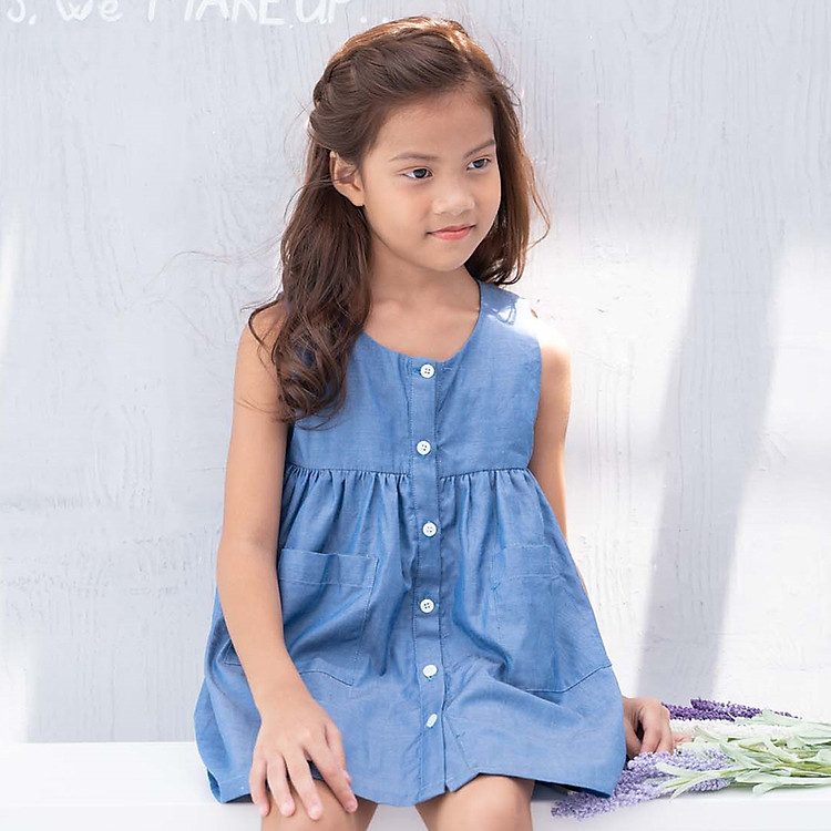 Đầm Bé Gái Sát Nách Khuy Cài Trước KIKA GND-0006