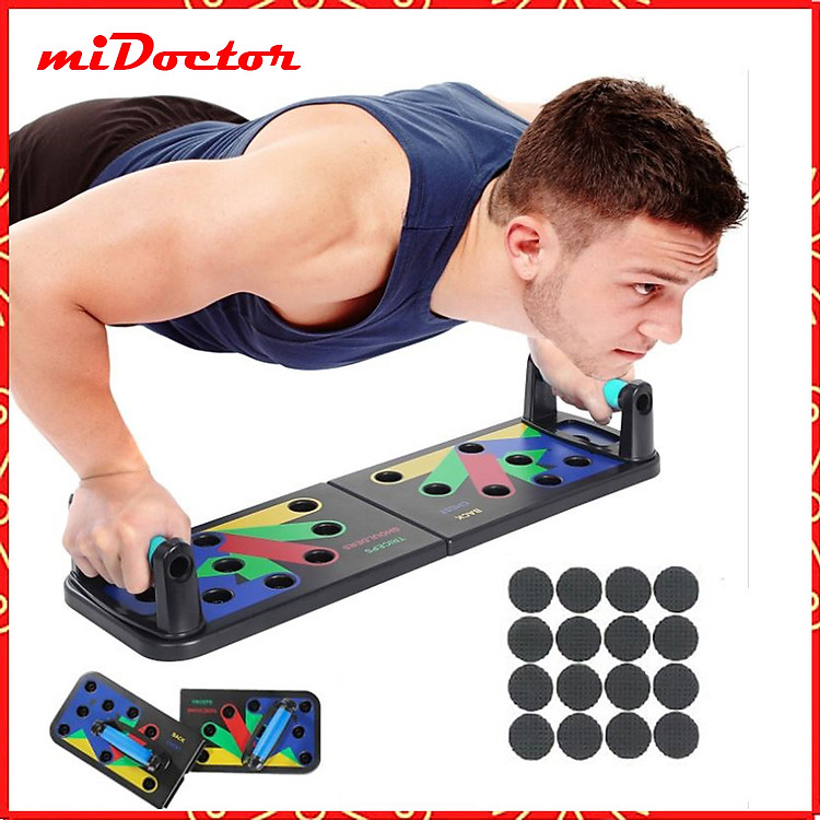Dụng Cụ Hít Đất 22in1- Dụng Cụ Chống Đẩy 20 lỗ – Cải Tiến Tháo Rời - Nhiều Nút, Nhiều Bài Tập Hơn Kèm Chống Trượt – mi03 - Chính Hãng miDoctor