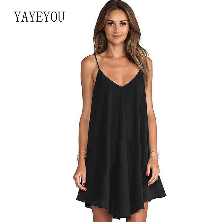 S-XL Nữ Voan Đi Biển Dáng Rộng Hở Lưng Cổ Chữ V Dự Tiệc Gợi Cảm Nữ Plus Kích Thước Áo Đầm