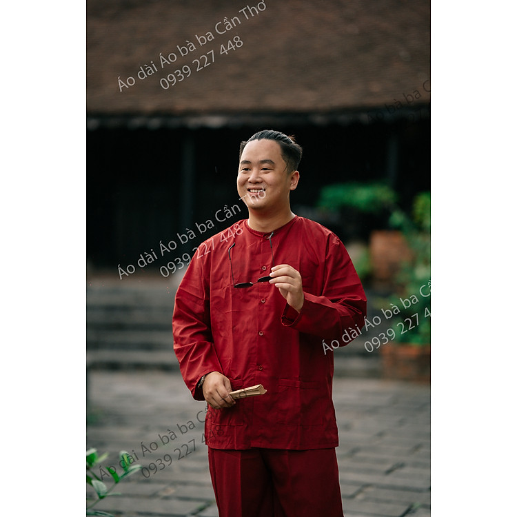 Bộ áo bà nam truyền thống đỏ đô - Có bộ bà ba Bigsize- may sỉ bà ba toàn quốc - May bộ bà ba theo yêu cầu