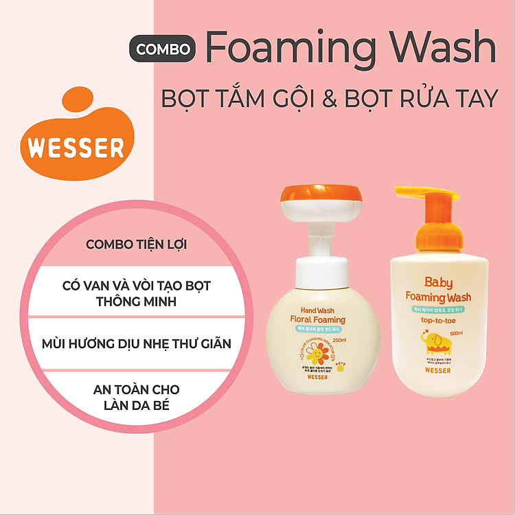 Combo Bọt tắm gội và rửa tay Wesser Chính hãng Ưu đãi - Hình ảnh 2