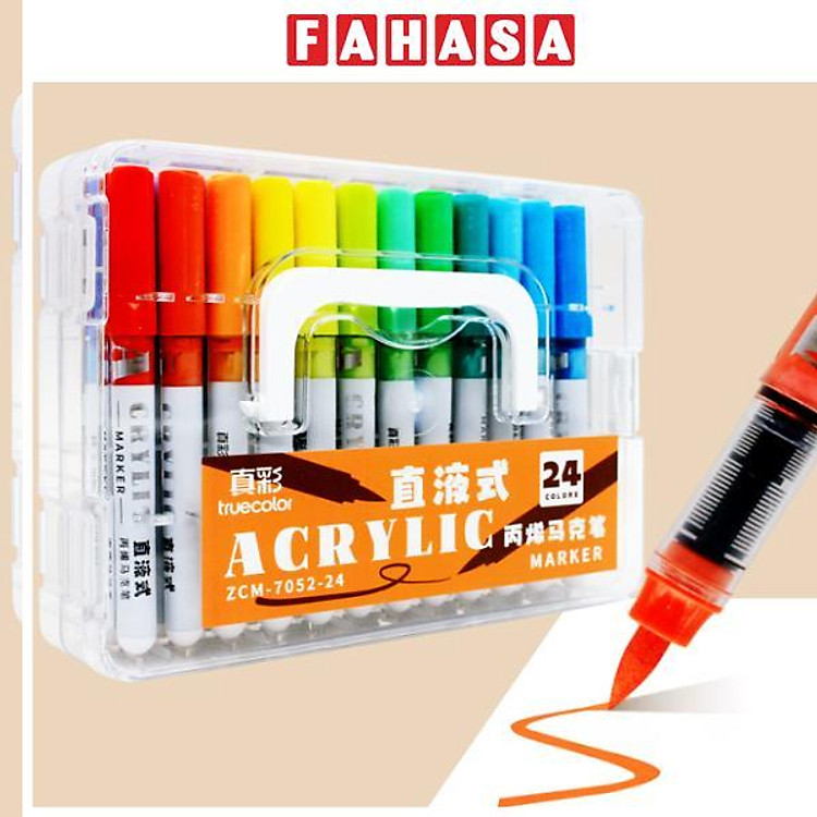 Hộp 24 Bút Lông Màu Acrylic Marker Truecolor ZCM-7052 (24 chiếc)