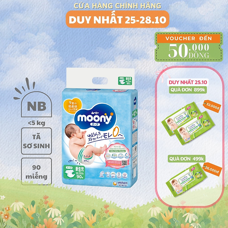 Mua Tã dán sơ sinh Moony Newborn 90 miếng Chính hãng Giá tốt