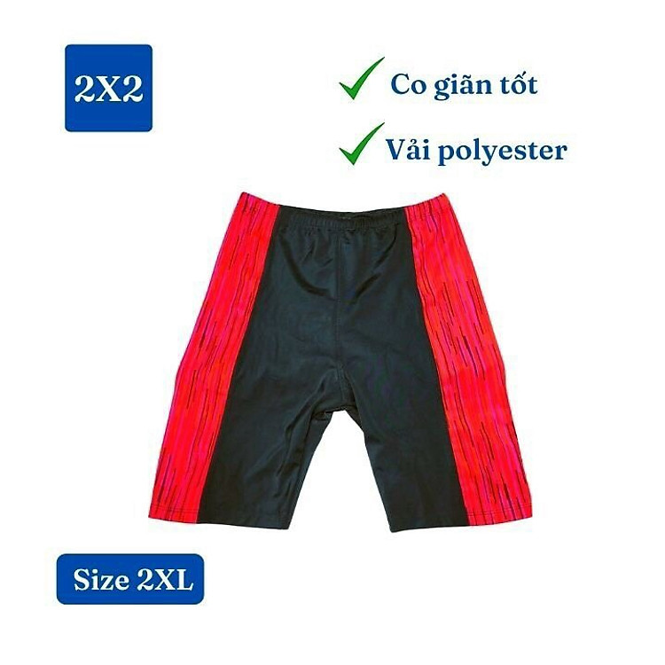 Quần bơi nam lửng từ 35-60kg - chất vải polyester - quần có dây rút cho bé trai béo phì