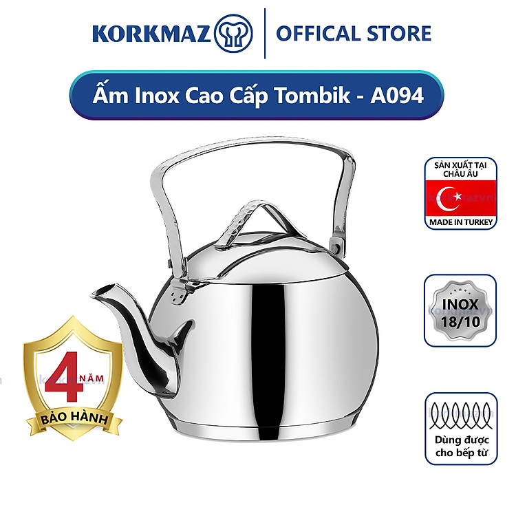 Ấm inox 18/10 Korkmaz Tombik 3.5 lít