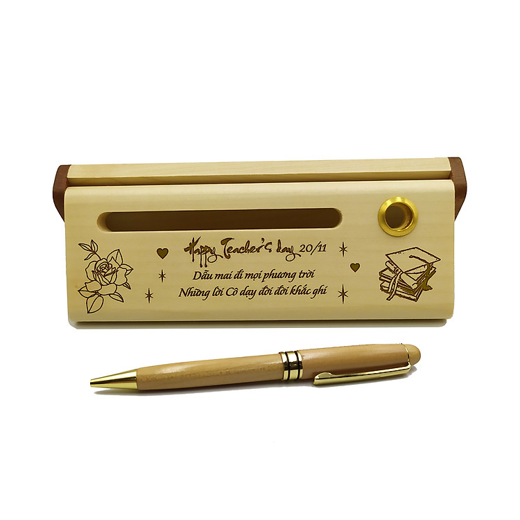 Bút gỗ bi xoay làm quà tặng ngày 20/11 (Kèm hộp đựng sang trọng)