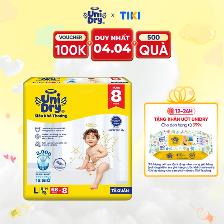 Tìm mua tại Avakids:Tã quần UniDry Siêu khô Jumbo Size L, tràn ngập Khuyến mãi, Ưu đãi