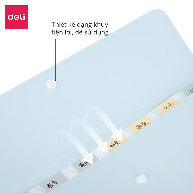 Cặp đựng tài liệu A4 Deli (8 ngăn) - Xanh dương/Trắng - Ảnh 6