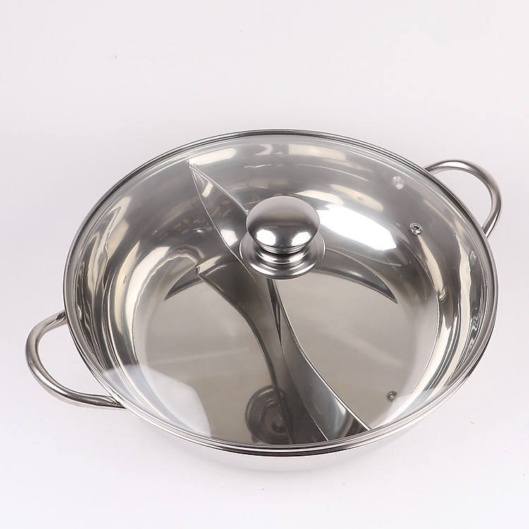 Nồi lẩu 2 ngăn inox dày có nắp kính cao cấp NL2N01 – Gia dụng bếp