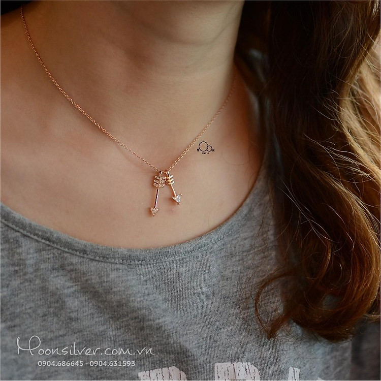 Dây chuyền mũi tên xi vàng hồng