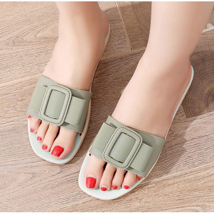 Dép Nữ Thời Trang Quai Ngang Khóa Chữ Nhật Tông Pastel Dịu Dàng D15