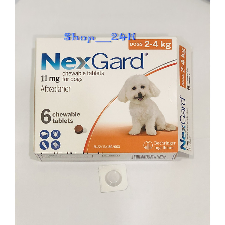 1 Viên nhai NEXGARD (2-4 kgs) tri ve rận, bọ chét cho chó