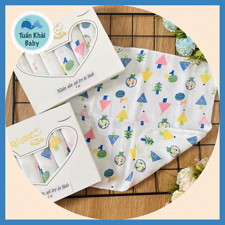 Mua tại Lazada: Khăn sữa Sợi Tre Cao Cấp Kachoo Baby Chính hãng, giá tốt