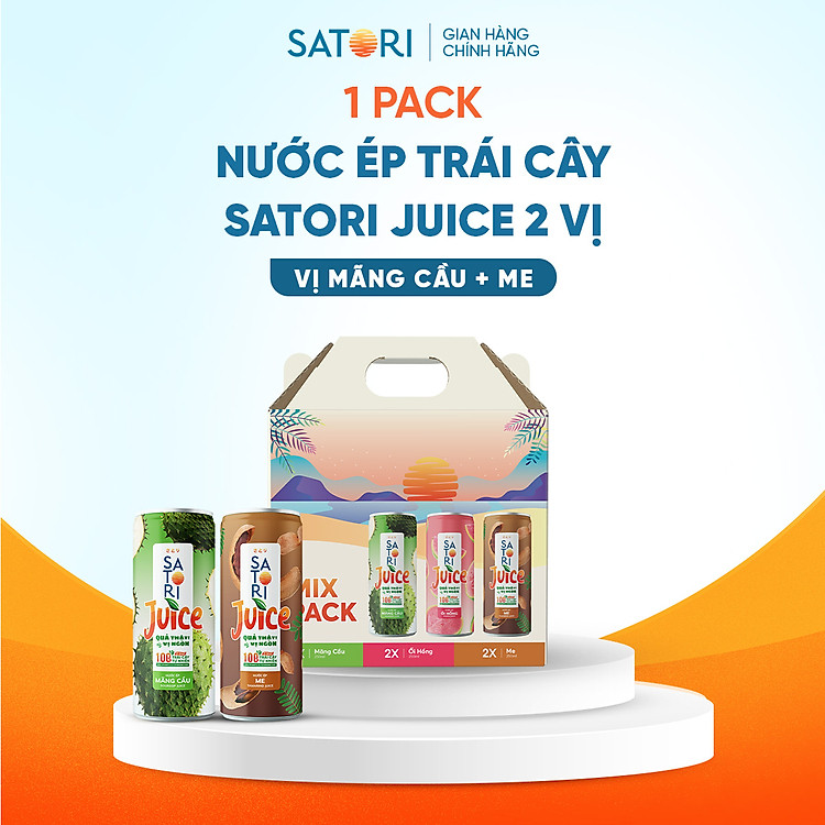 Pack 2 vị nước ép trái cây Satori Juice 250ml - nhiều sự lựa chọn