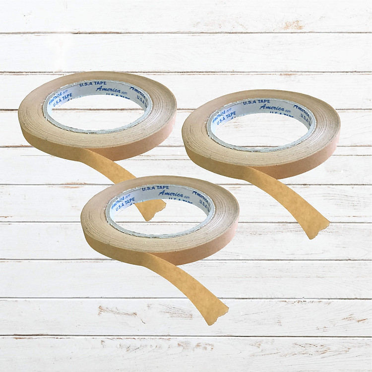 Combo 03 cuộn băng dính giấy viết được, băng keo giấy - Kraft paper tape, 12mm x 45 m