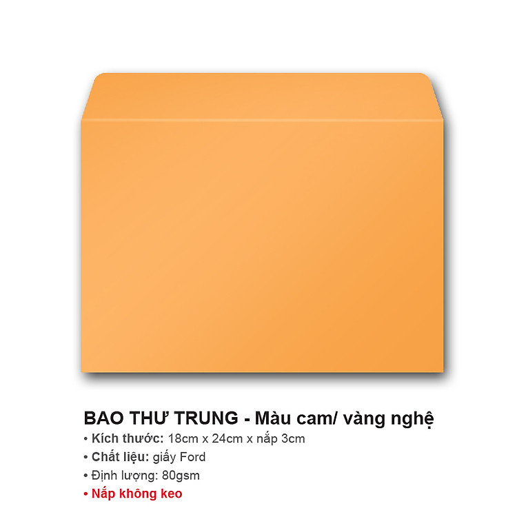 Bao Thư A5 Màu Cam/Vàng Nghệ (100 cái) - Ảnh 2