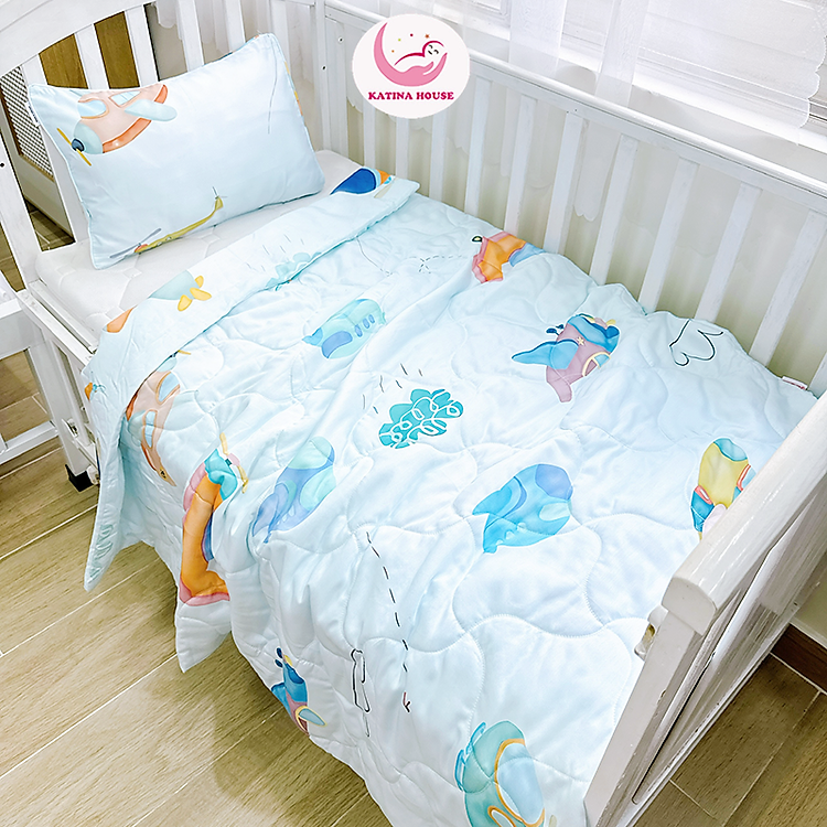 Bộ mền gối cho bé đi học Katina House, vải Tencel cao cấp mềm, mát lạnh, phù hợp 1-6t