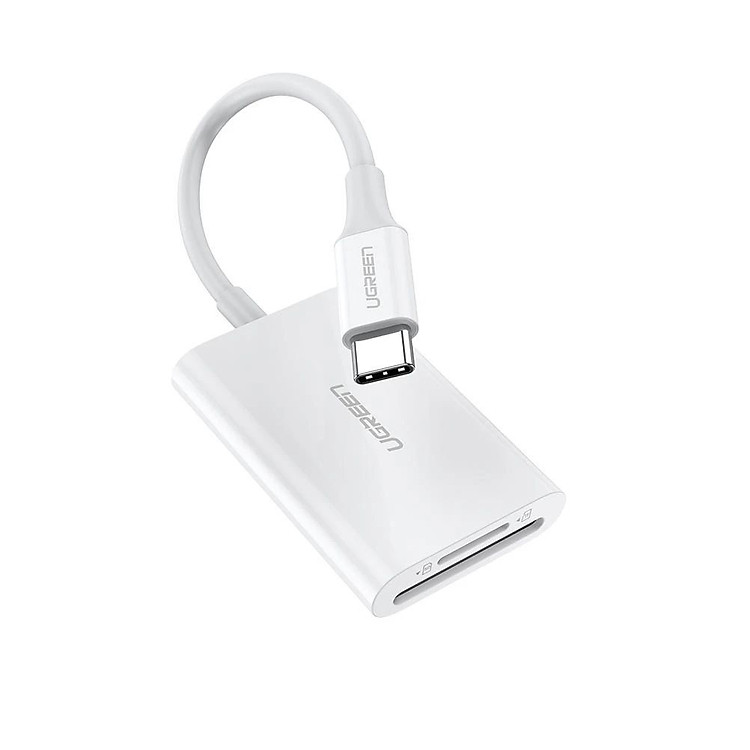 Đọc thẻ USB type C ra SD TF 4.0 hỗ trợ UHS-II màu trắng Ugreen 265CRD60724CM Hàng chính hãng