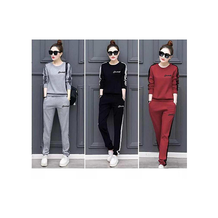 Bộ Thu Đông Da Cá Mềm Mại Thêu Chữ SPORT nhiều màu