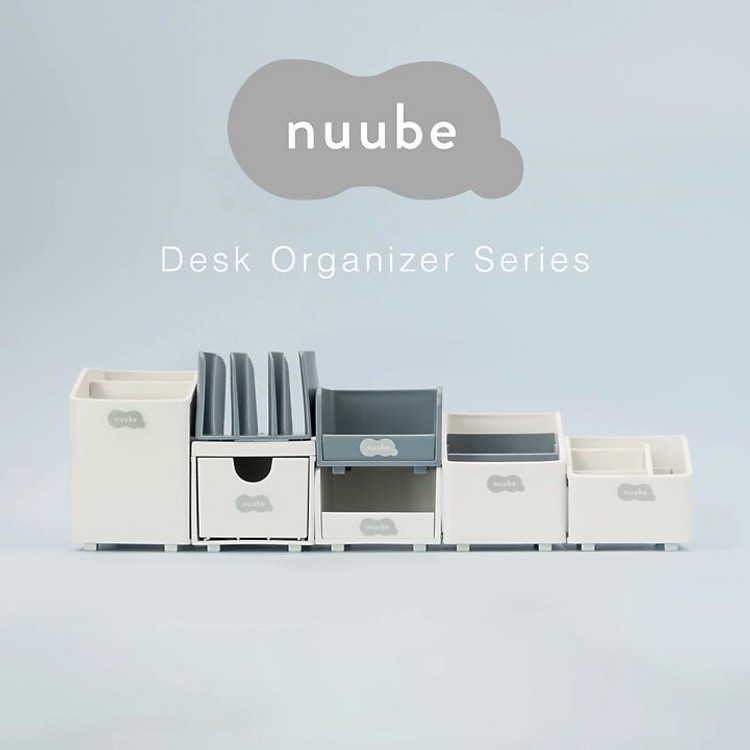 Khay đựng đồ dùng văn phòng 03 ngăn Neuube - Xám xanh - Ảnh 3