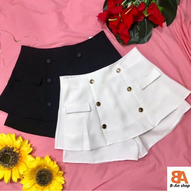 Chân váy giả quần phối nút 2 lớp