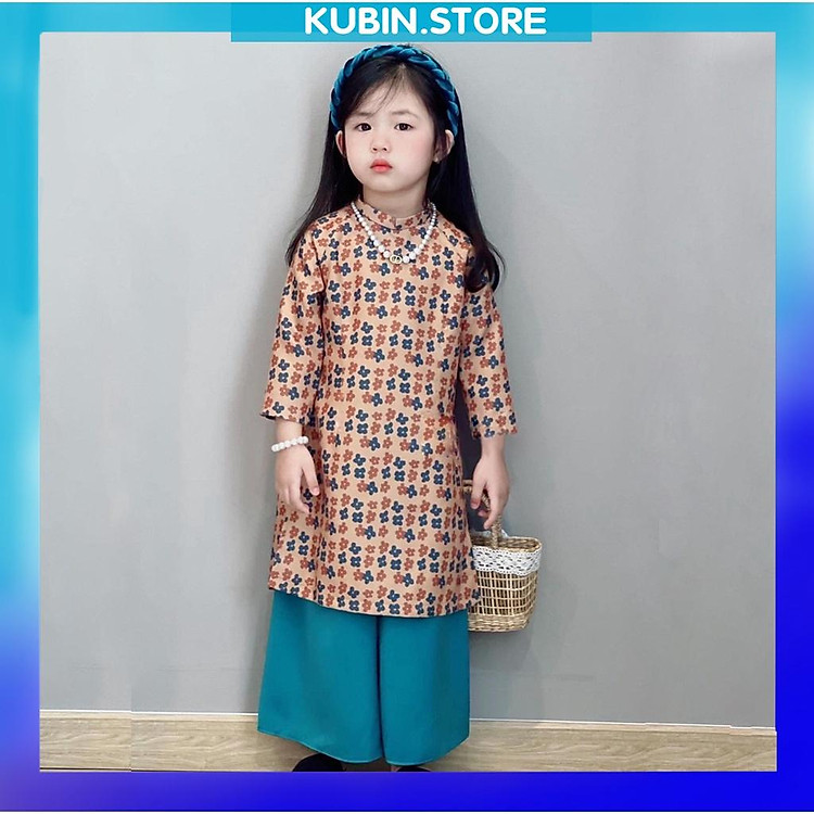 Áo dài cách tân cho bé gái hoa nhí cho trẻ em size1 2 3 4 5 6 7 8 9 tuổi
