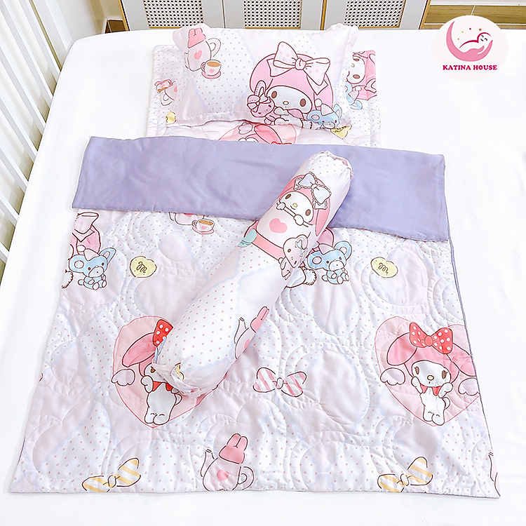 Combo trọn bộ chăn gối nệm cho bé đi học Katina House, vải tencel 60s mát mịn, giúp bé ngủ ngon