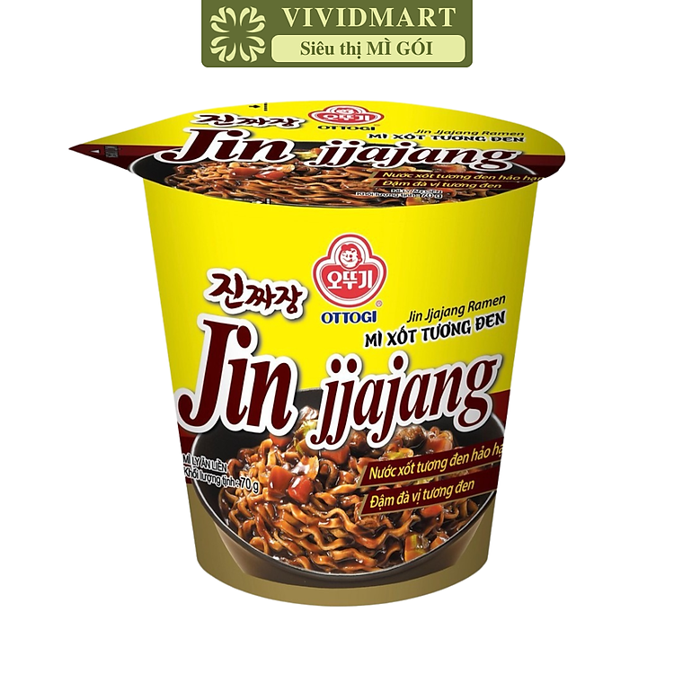 OTTOGI - Mì ly trộn Jin hương vị Xốt tương đen, Mì trộn tương đen Otogi ly, Mì tương đen ly Jin (70g/ly)