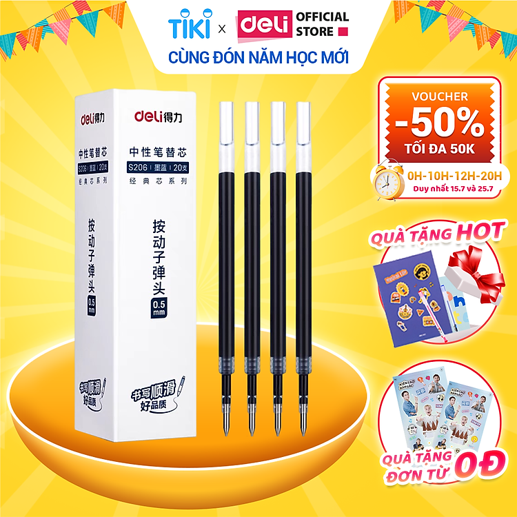 Bút Bi Nước Mực Gel Bấm Ngòi 0.5mm Deli (1 cây) - Ảnh 2