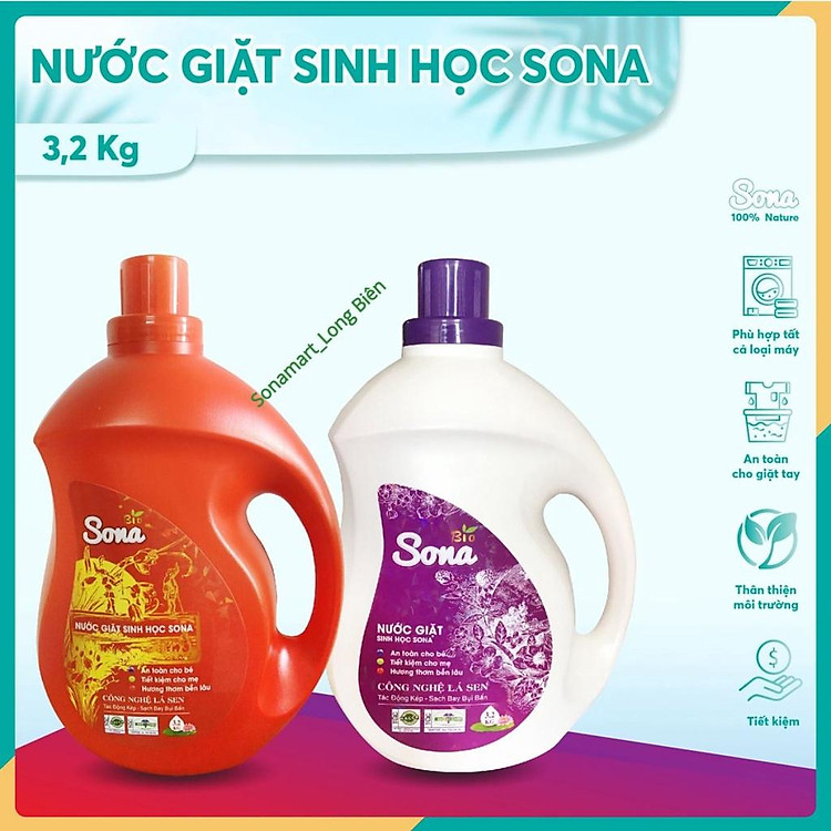 Nước giặt xả 2 trong 1 hương nước hoa Sona Comfort 3.2kg SONAMART lưu hương lâu làm mềm vải tiết kiếm nước