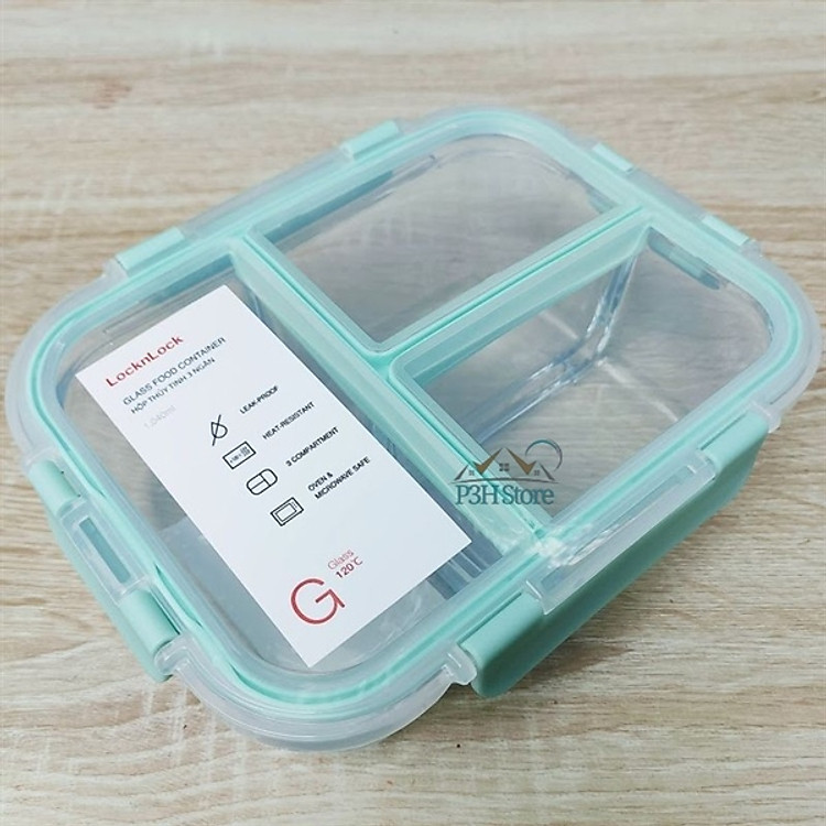 Hộp thủy tinh 3 ngăn Lock&Lock Glass Food Container dung tích 1040ml LLG458