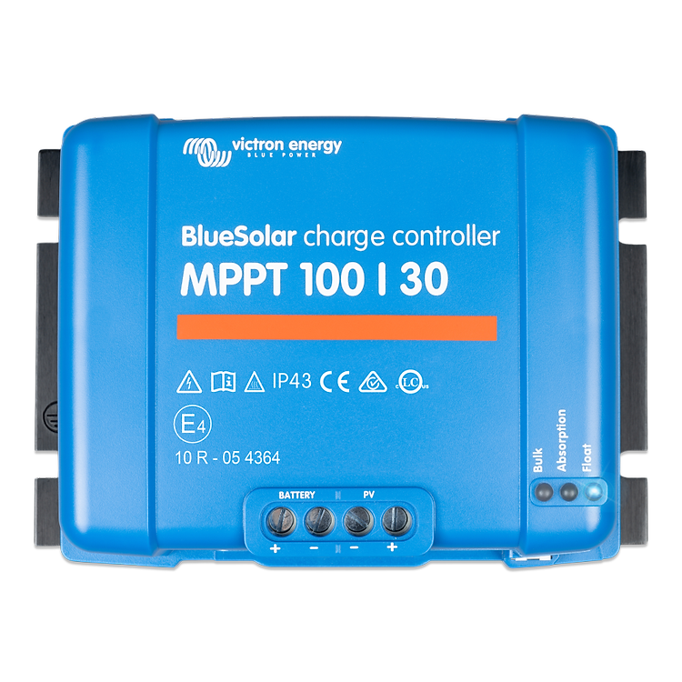 Bộ biến đổi điện năng từ tấm pin năng lượng mặt trời BlueSolar MPPT 100/30 của thương hiệu Victron Energy.
