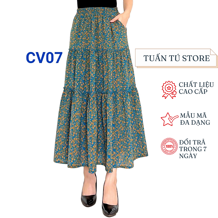 Chân Váy Lụa Hàn Châu Dành Cho Nữ Trung Niên Thời Trang Cao Cấp Tôn Vóc Dáng, Phong Cách Thanh Lịch - Tuấn Tú Store 68
