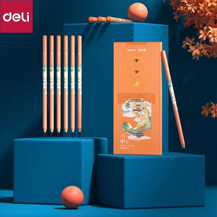 Hộp 10 bút chì phác thảo cao cấp chuyên dụng vẽ mỹ thuật dạng hộp Deli 58199