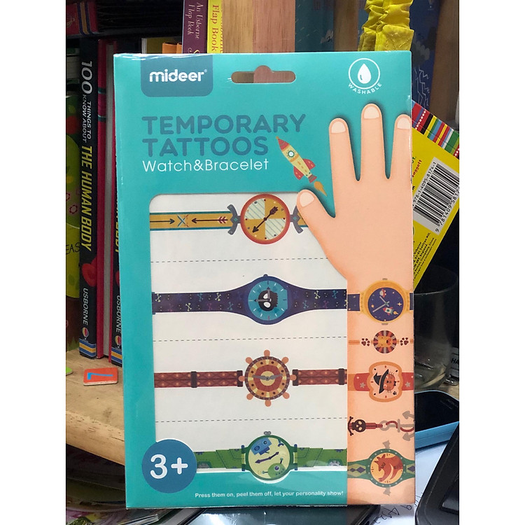 Miếng dán hình xăm giả - Đồng hồ đeo tay cho bé - Đồ chơi an toàn Mideer chính hãng
