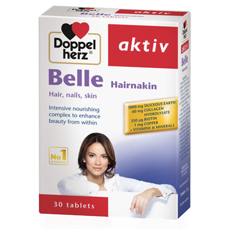 Thực Phẩm Chức Năng Vitamin cho Tóc, Móng và Đẹp Da DoppelHerz Belle Hairnakin (30 viên)