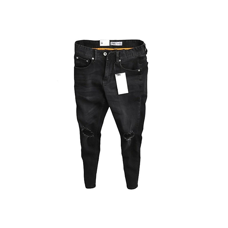 Quần jeans nam co dãn , quần bò nam kiểu trơn rách gối dáng vừa không bó sát thiết kế trẻ trung đơn điệu phá cách gồm 5 kích thước (28-32) Julido mẫu QJNM015 - Màu Đen rách gối