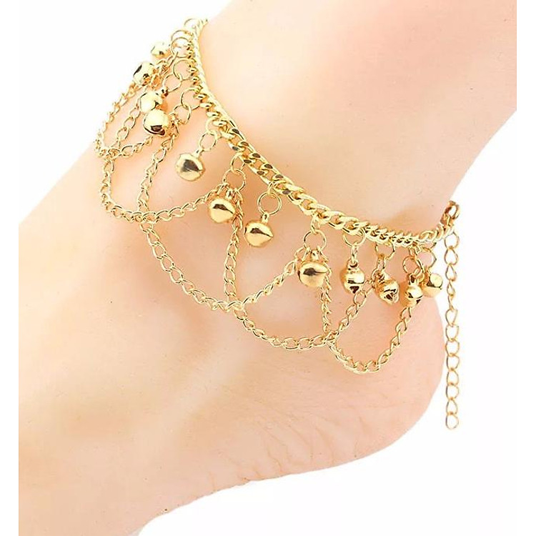 Lắc chân mỹ nữ lục lạc màu kim thiết kế độc đáo phong cách thời trang cá tính Hàn quốc tặng ảnh thiết kế vcone