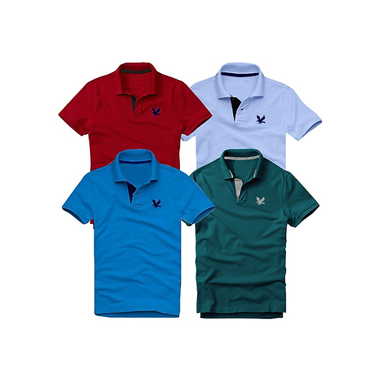Bộ 4 áo thun nam cổ bẻ cao cấp ( Tặng 1 dây nịt da ) DokaFashion, chất liệu thun cá sấu 4 chiều ngoại nhập - Đỏ đô, Xanh môn, Xanh dương, Xanh cổ vịt