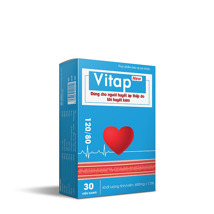 Vitap New - Dùng Cho Người Huyết Áp Thấp Với Các Biểu Hiện Đau Đầu, Hoa Mắt, Chóng Mặt. Giúp Bổ Khí Huyết, Hoạt Huyết, Hỗ Trợ Làm Giảm Các Biểu Hiện Do Khí Huyết Kém