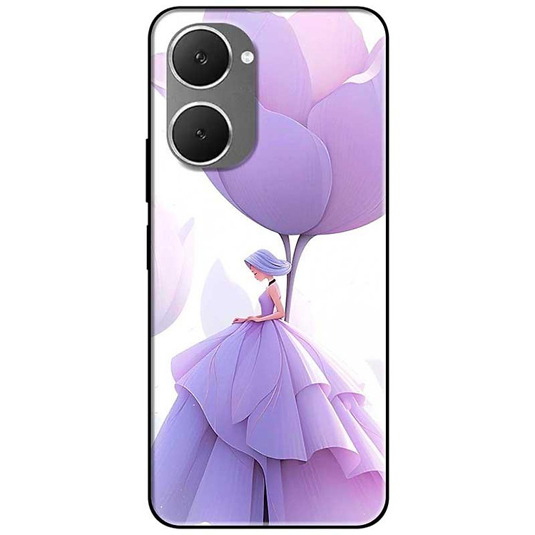 Ốp lưng cho Vivo Y03 - Y03T - Y18 - Y18S - Y18T - Y27 5G - Y28 4G - Y36 - Cô Gái Hoa Tím - Hàng Chính Hãng