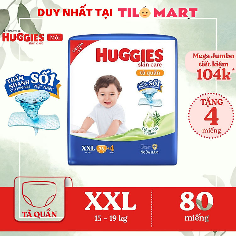 Mua Tã HUGGIES SKINCARE XXL 76+4 miếng Uy tín Ưu đãi