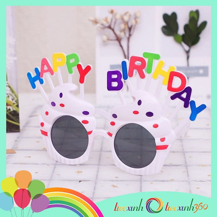 Mắt Kính Sinh Nhật Kiểu Bánh Cupcake – Trắng