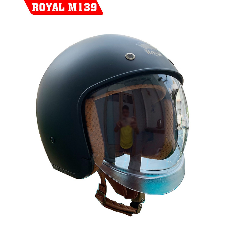 Mũ Bảo Hiểm Royal M139 Đen Nhám Kính Âm
