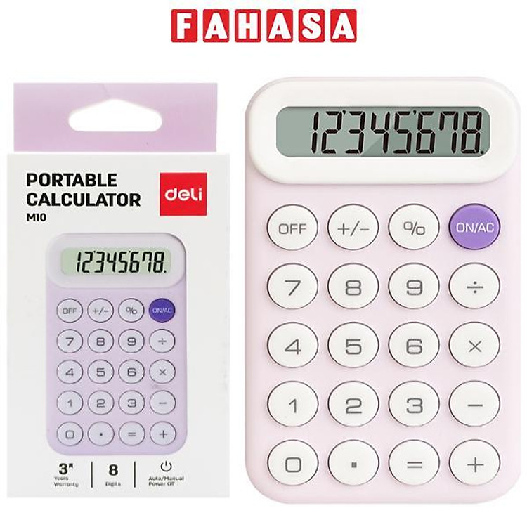 Máy Tính Bỏ Túi Deli EM10 – Màu Tím