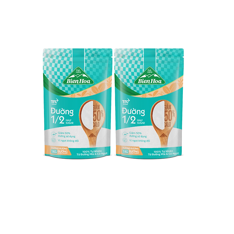 Combo 2 túi Đường 1/2 Giảm 50% Calo Biên Hòa 500gr/túi