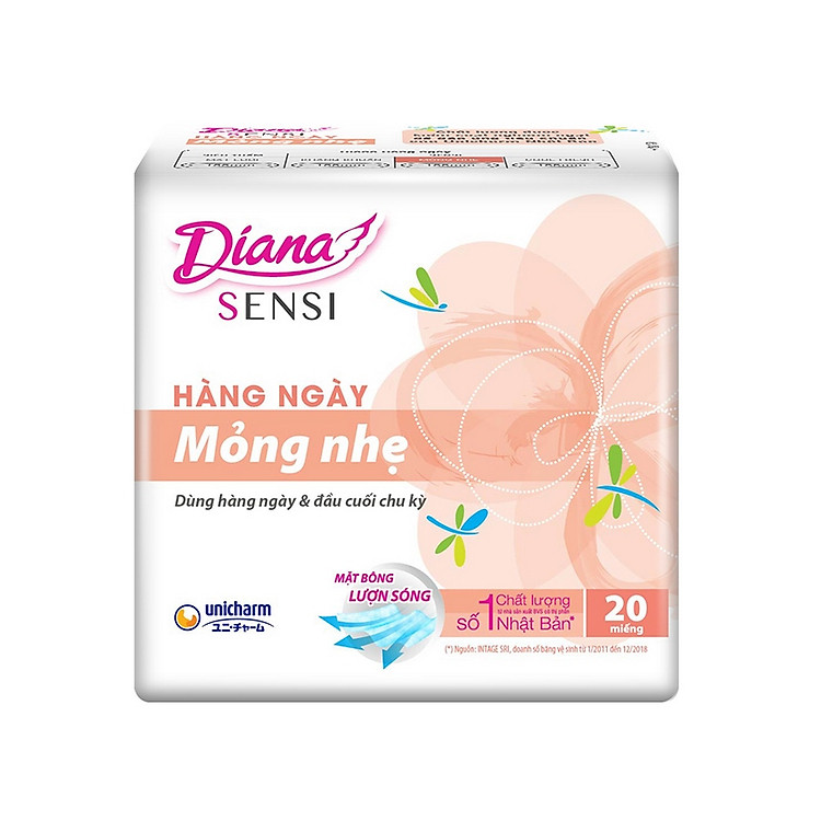 Băng Vệ Sinh Diana Hàng Ngày Sensi slim Fit Mỏng Nhẹ 20 Miếng
