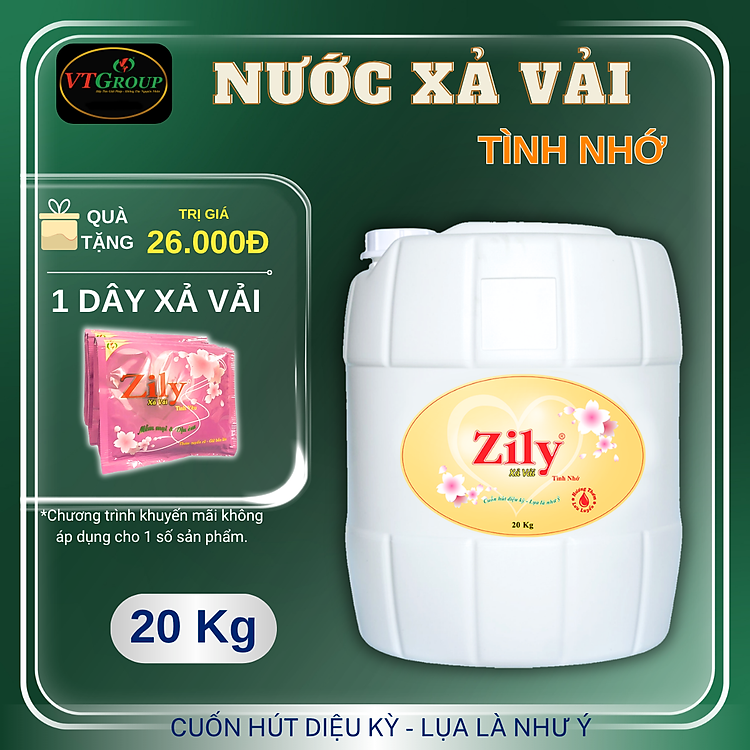 Nước xả vải Zily can 20kg - Tặng 1 Dây xả vải Zily 10 gói
