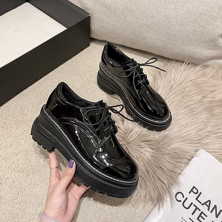 Giày bốt (boot) thời trang nữ da mềm cổ ngắn da bóng